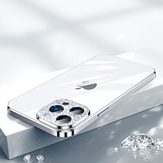 Funda Silicona Ultrafina Carcasa Transparente Bling-Bling LD2 para Apple iPhone 13 Pro Max Plata
