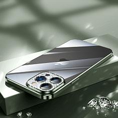 Funda Silicona Ultrafina Carcasa Transparente Bling-Bling LD2 para Apple iPhone 13 Pro Max Verde