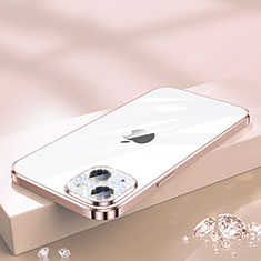 Funda Silicona Ultrafina Carcasa Transparente Bling-Bling LD2 para Apple iPhone 14 Plus Oro Rosa