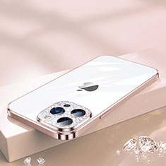 Funda Silicona Ultrafina Carcasa Transparente Bling-Bling LD2 para Apple iPhone 14 Pro Max Oro Rosa