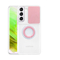 Funda Silicona Ultrafina Carcasa Transparente con Anillo de dedo Soporte A01 para Samsung Galaxy S21 5G Rosa