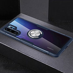 Funda Silicona Ultrafina Carcasa Transparente con Anillo de dedo Soporte C03 para Huawei P30 Pro New Edition Azul