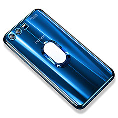 Funda Silicona Ultrafina Carcasa Transparente con Anillo de dedo Soporte S01 para Huawei Honor 9 Azul