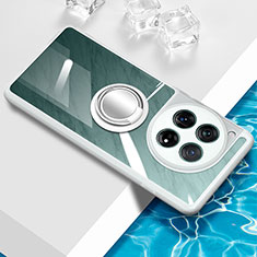 Funda Silicona Ultrafina Carcasa Transparente con Magnetico Anillo de dedo Soporte BH1 para OnePlus 12 5G Blanco