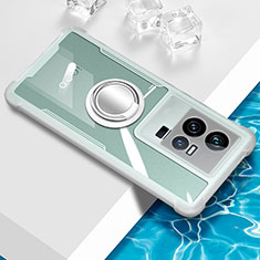 Funda Silicona Ultrafina Carcasa Transparente con Magnetico Anillo de dedo Soporte BH1 para Vivo iQOO 11 Pro 5G Blanco