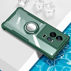 Funda Silicona Ultrafina Carcasa Transparente con Magnetico Anillo de dedo Soporte BH1 para Vivo iQOO 11 Pro 5G Verde