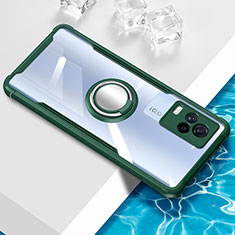 Funda Silicona Ultrafina Carcasa Transparente con Magnetico Anillo de dedo Soporte BH1 para Vivo iQOO 7 Legend 5G Verde