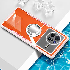Funda Silicona Ultrafina Carcasa Transparente con Magnetico Anillo de dedo Soporte BH1 para Vivo X80 5G Blanco