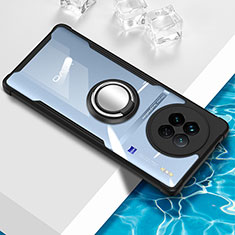Funda Silicona Ultrafina Carcasa Transparente con Magnetico Anillo de dedo Soporte BH1 para Vivo X90 5G Negro