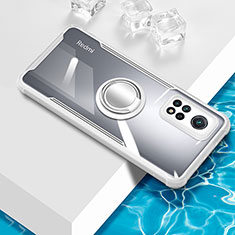 Funda Silicona Ultrafina Carcasa Transparente con Magnetico Anillo de dedo Soporte BH1 para Xiaomi Mi 10T Pro 5G Blanco
