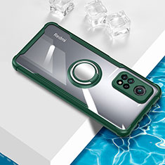 Funda Silicona Ultrafina Carcasa Transparente con Magnetico Anillo de dedo Soporte BH1 para Xiaomi Mi 10T Pro 5G Verde