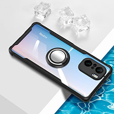 Funda Silicona Ultrafina Carcasa Transparente con Magnetico Anillo de dedo Soporte BH1 para Xiaomi Mi 11i 5G Negro