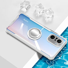 Funda Silicona Ultrafina Carcasa Transparente con Magnetico Anillo de dedo Soporte BH1 para Xiaomi Mi 11X Pro 5G Blanco