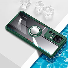 Funda Silicona Ultrafina Carcasa Transparente con Magnetico Anillo de dedo Soporte BH1 para Xiaomi Mi 12T 5G Verde