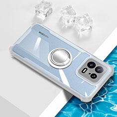 Funda Silicona Ultrafina Carcasa Transparente con Magnetico Anillo de dedo Soporte BH1 para Xiaomi Mi 13 Pro 5G Blanco