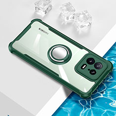 Funda Silicona Ultrafina Carcasa Transparente con Magnetico Anillo de dedo Soporte BH1 para Xiaomi Mi 13 Pro 5G Verde