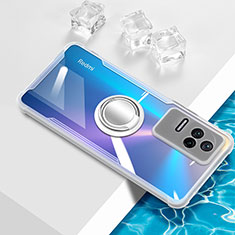 Funda Silicona Ultrafina Carcasa Transparente con Magnetico Anillo de dedo Soporte BH1 para Xiaomi Poco F4 5G Blanco