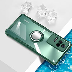 Funda Silicona Ultrafina Carcasa Transparente con Magnetico Anillo de dedo Soporte BH1 para Xiaomi Poco F4 5G Verde