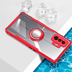 Funda Silicona Ultrafina Carcasa Transparente con Magnetico Anillo de dedo Soporte BH1 para Xiaomi Poco F4 GT 5G Rojo