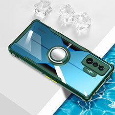 Funda Silicona Ultrafina Carcasa Transparente con Magnetico Anillo de dedo Soporte BH1 para Xiaomi Poco F4 GT 5G Verde