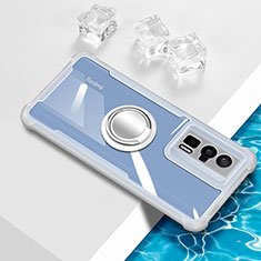 Funda Silicona Ultrafina Carcasa Transparente con Magnetico Anillo de dedo Soporte BH1 para Xiaomi Poco F5 Pro 5G Blanco