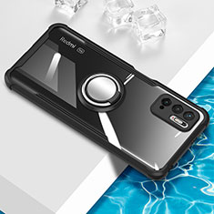 Funda Silicona Ultrafina Carcasa Transparente con Magnetico Anillo de dedo Soporte BH1 para Xiaomi POCO M3 Pro 5G Negro