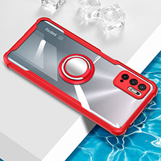Funda Silicona Ultrafina Carcasa Transparente con Magnetico Anillo de dedo Soporte BH1 para Xiaomi POCO M3 Pro 5G Rojo