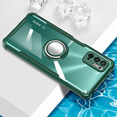 Funda Silicona Ultrafina Carcasa Transparente con Magnetico Anillo de dedo Soporte BH1 para Xiaomi POCO M3 Pro 5G Verde