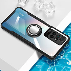 Funda Silicona Ultrafina Carcasa Transparente con Magnetico Anillo de dedo Soporte BH1 para Xiaomi Poco M4 Pro 5G Negro