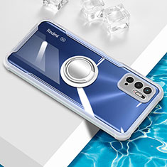 Funda Silicona Ultrafina Carcasa Transparente con Magnetico Anillo de dedo Soporte BH1 para Xiaomi Redmi Note 10 5G Blanco