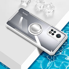 Funda Silicona Ultrafina Carcasa Transparente con Magnetico Anillo de dedo Soporte BH1 para Xiaomi Redmi Note 11 4G (2022) Blanco