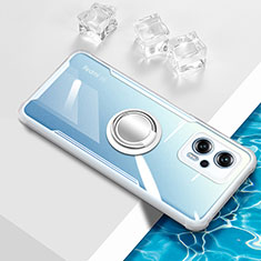 Funda Silicona Ultrafina Carcasa Transparente con Magnetico Anillo de dedo Soporte BH1 para Xiaomi Redmi Note 11T Pro 5G Blanco