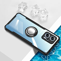 Funda Silicona Ultrafina Carcasa Transparente con Magnetico Anillo de dedo Soporte BH1 para Xiaomi Redmi Note 11T Pro 5G Negro