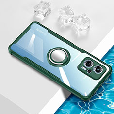 Funda Silicona Ultrafina Carcasa Transparente con Magnetico Anillo de dedo Soporte BH1 para Xiaomi Redmi Note 11T Pro+ Plus 5G Verde