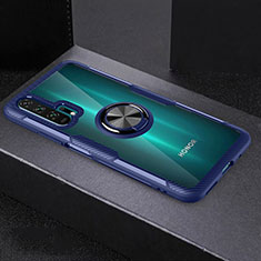 Funda Silicona Ultrafina Carcasa Transparente con Magnetico Anillo de dedo Soporte C01 para Huawei Honor 20 Pro Azul