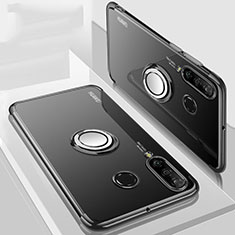 Funda Silicona Ultrafina Carcasa Transparente con Magnetico Anillo de dedo Soporte C01 para Huawei Nova 4e Negro