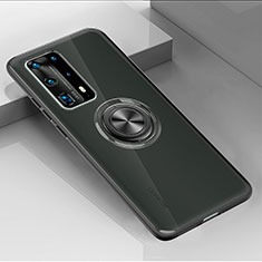Funda Silicona Ultrafina Carcasa Transparente con Magnetico Anillo de dedo Soporte C01 para Huawei P40 Pro+ Plus Negro