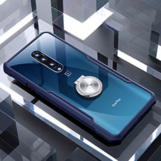 Funda Silicona Ultrafina Carcasa Transparente con Magnetico Anillo de dedo Soporte C01 para OnePlus 7T Pro Azul