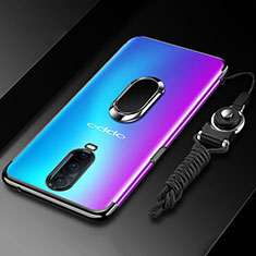 Funda Silicona Ultrafina Carcasa Transparente con Magnetico Anillo de dedo Soporte C01 para Oppo R17 Pro Negro