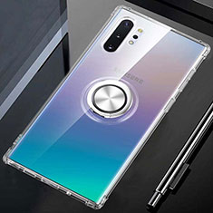 Funda Silicona Ultrafina Carcasa Transparente con Magnetico Anillo de dedo Soporte C01 para Samsung Galaxy Note 10 Plus Claro
