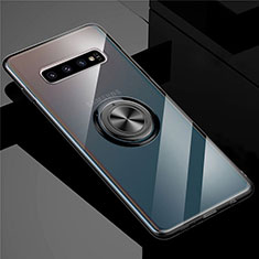 Funda Silicona Ultrafina Carcasa Transparente con Magnetico Anillo de dedo Soporte C01 para Samsung Galaxy S10 5G Negro
