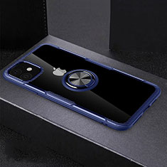 Funda Silicona Ultrafina Carcasa Transparente con Magnetico Anillo de dedo Soporte C02 para Apple iPhone 11 Azul