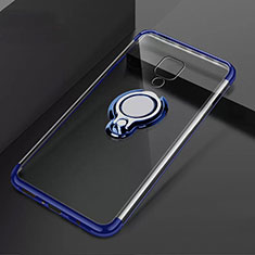 Funda Silicona Ultrafina Carcasa Transparente con Magnetico Anillo de dedo Soporte C02 para Huawei Mate 20 X 5G Azul