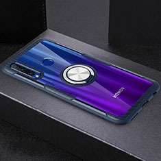Funda Silicona Ultrafina Carcasa Transparente con Magnetico Anillo de dedo Soporte C02 para Huawei P Smart+ Plus (2019) Azul