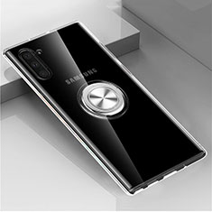 Funda Silicona Ultrafina Carcasa Transparente con Magnetico Anillo de dedo Soporte C02 para Samsung Galaxy Note 10 5G Claro