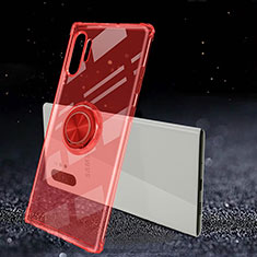 Funda Silicona Ultrafina Carcasa Transparente con Magnetico Anillo de dedo Soporte C02 para Samsung Galaxy Note 10 Plus 5G Rojo