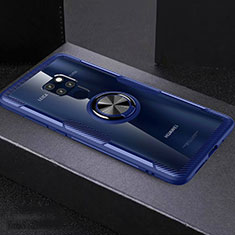 Funda Silicona Ultrafina Carcasa Transparente con Magnetico Anillo de dedo Soporte C03 para Huawei Mate 20 X 5G Azul Cielo