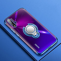 Funda Silicona Ultrafina Carcasa Transparente con Magnetico Anillo de dedo Soporte C03 para Huawei Nova 5 Azul
