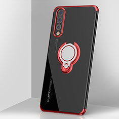 Funda Silicona Ultrafina Carcasa Transparente con Magnetico Anillo de dedo Soporte C03 para Huawei P20 Pro Rojo
