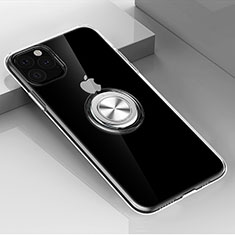 Funda Silicona Ultrafina Carcasa Transparente con Magnetico Anillo de dedo Soporte F01 para Apple iPhone 11 Pro Max Claro